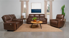 Greenfield Upholstered Power Reclining Sofa Saddle Brown - 610264P