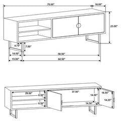 Marsden 2-door Mango Wood 70" TV Stand Charcoal Black - 703003