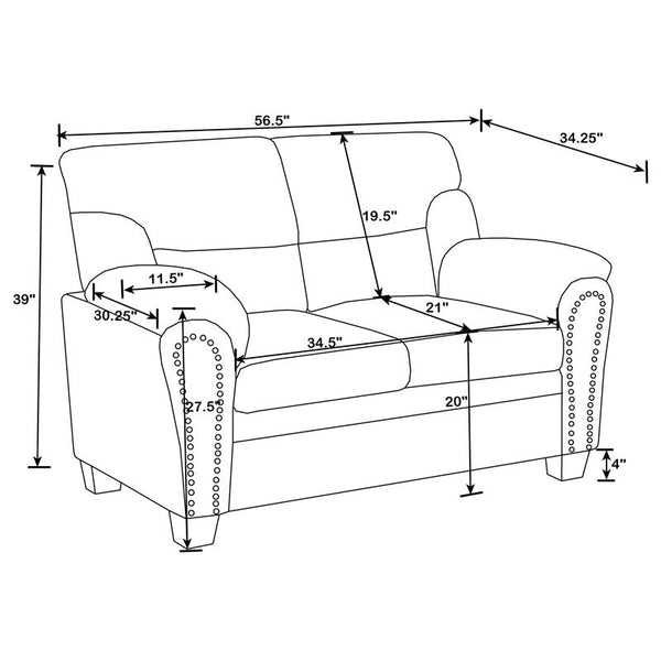Clementine 2-piece Upholstered Padded Arm Sofa Set Brown - 506571-S2