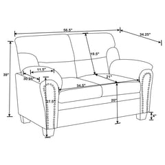 Clementine 2-piece Upholstered Padded Arm Sofa Set Brown - 506571-S2