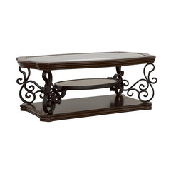 Laney 1-shelf Glass Top Rectangular Coffee Table Deep Merlot - 702448