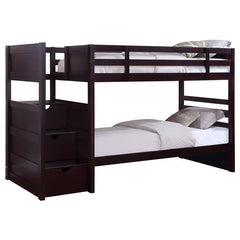 Elliott Wood Twin Over Twin Stairway Bunk Bed Cappuccino - 460441