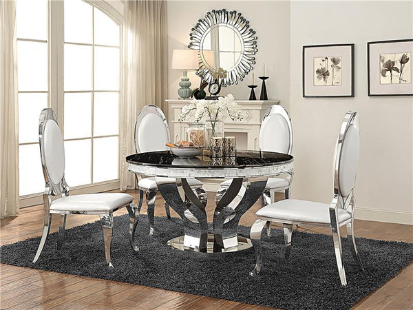 Anchorage Round Dining Table Chrome and Black - 107891
