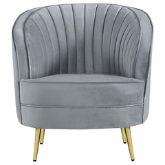 Sophia Upholstered Channel Tufted Barrel Accent Chair Grey - 506866