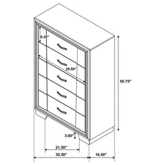 Janine 5-drawer Bedroom Chest Grey - 223555