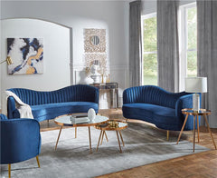 Sophia 2-piece Upholstered Channel Tufted Sofa Set Blue - 506861-S2