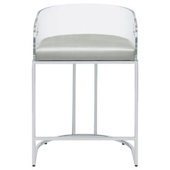 Thermosolis Acrylic Back Counter Height Stools Grey and Chrome (Set of 2) - 183405