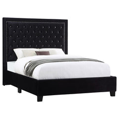 Hailey Upholstered Eastern King Panel Bed Black - 315925KE