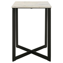 Tobin Square Marble Top End Table White and Black - 707697