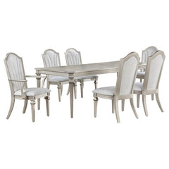 Evangeline 7-piece Dining Table Set with Extension Leaf Ivory and Silver Oak - 107551-S7