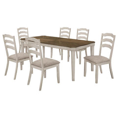 Ronnie 7-piece Starburst Dining Table Set Khaki and Rustic Cream - 108051-S7