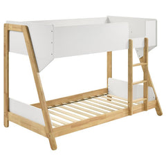 Wyatt Wood Twin Over Twin Bunk Bed White and Natural - 460510