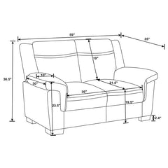 Arabella 3-piece Upholstered Padded Arm Sofa Set Grey - 506591-S3