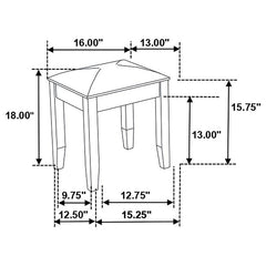Felicity Upholstered Vanity Stool Metallic and Glossy White - 203507STL