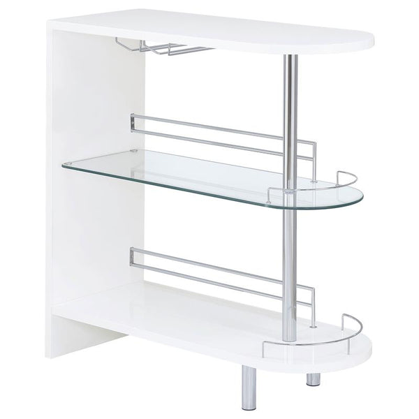 Adolfo 3-tier Bar Table Glossy White and Clear - 101064