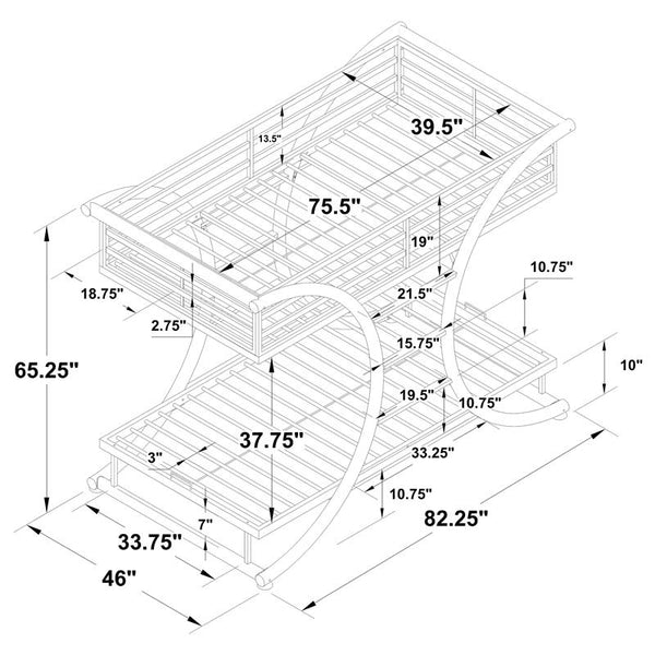 Stephan Metal Twin Over Twin Bunk Bed Gunmetal - 461078