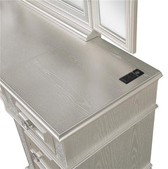Evangeline 4-drawer Vanity Desk Makeup Table Silver Oak - 223397