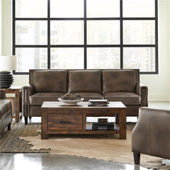 Leaton Upholstered Recessed Arm Sofa Brown Sugar - 509441