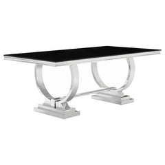 Antoine Rectangular Dining Table Chrome and Black - 107871