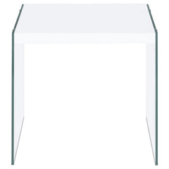 Opal Square Glass Frame Side End Table White High Gloss - 704147