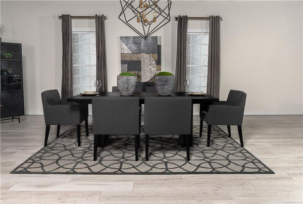 Catherine 7-piece Double Pedestal Dining Table Set Charcoal Grey and Black - 106251-S7