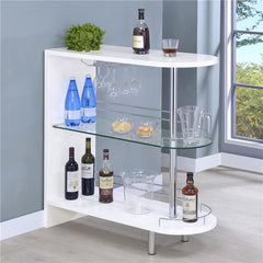 Adolfo 3-tier Bar Table Glossy White and Clear - 101064