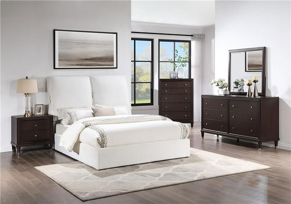 Gwendoline Upholstered Eastern King Panel Bed White - 306040KE