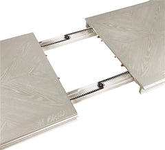 Evangeline 5-piece Dining Table Set with Extension Leaf Ivory and Silver Oak - 107551-S5