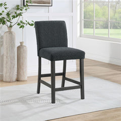 Alba Boucle Upholstered Counter Height Dining Chair Black and Charcoal Grey (Set of 2) - 123139