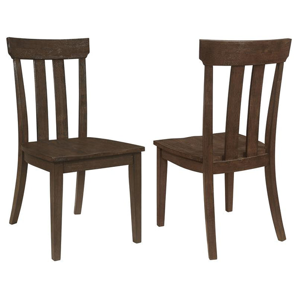 Reynolds Slat Back Dining Side Chair Brown Oak (Set of 2) - 107592