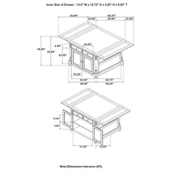 Slater 2-drawer Kitchen Island with Drop Leaves Brown and Black - 102270