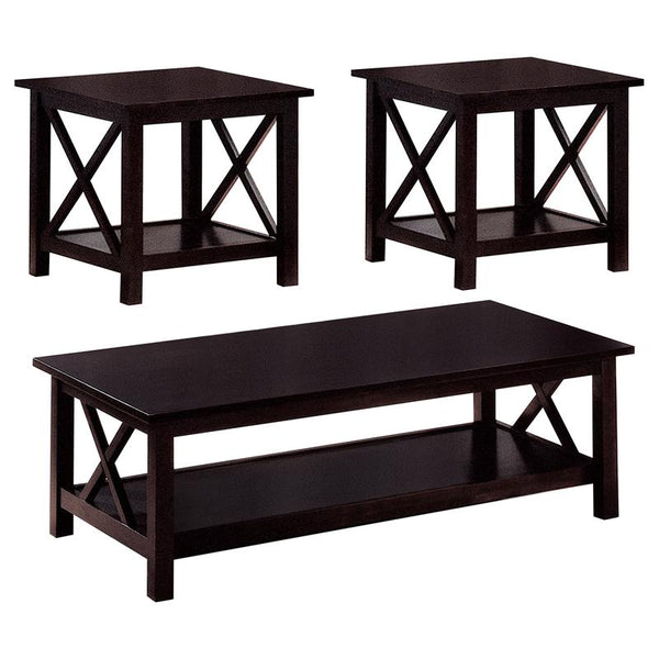 Rachelle 3-piece Rectangular Coffee Table Set Deep Merlot - 5909