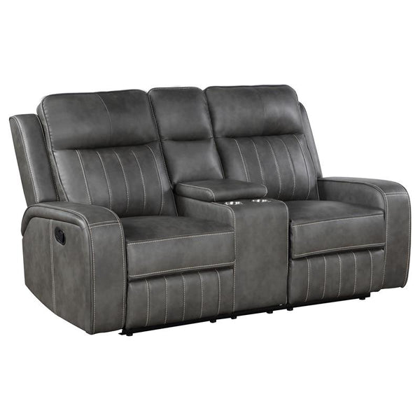 Raelynn Upholstered Track Arm Motion Loveseat Grey - 603192