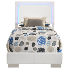 Felicity Wood Twin LED Panel Bed White High Gloss - 203500T