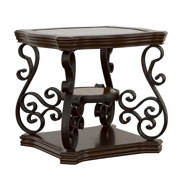 Laney 1-shelf Glass Top Rectangular End Table Deep Merlot - 702447