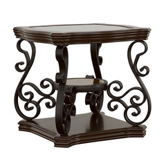 Laney 1-shelf Glass Top Rectangular End Table Deep Merlot - 702447