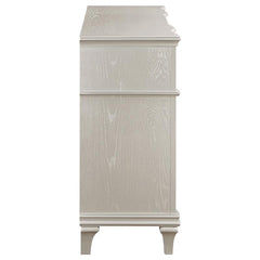 Evangeline 4-drawer Sideboard Server with Faux Diamond Trim Silver Oak - 107555