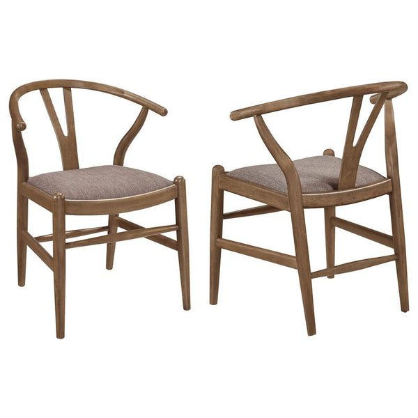Dinah Danish Y-Shaped Back Wishbone Dining Side Chair Walnut and Brown (Set of 2) - 108472