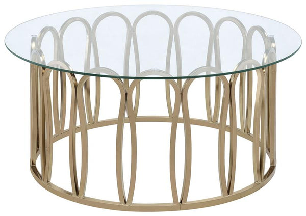 Monett Round Glass Top Coffee Table Chocolate Chrome - 708058