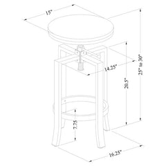 Bartlett Adjustable Height Swivel Bar Stools Brushed Nutmeg and Slate Grey (Set of 2) - 122101