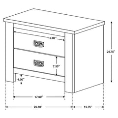 Frederick 2-drawer Nightstand Weathered Oak - 222962