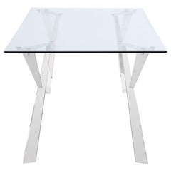 Alaia Rectangular Glass Top Dining Table Clear and Chrome - 190711