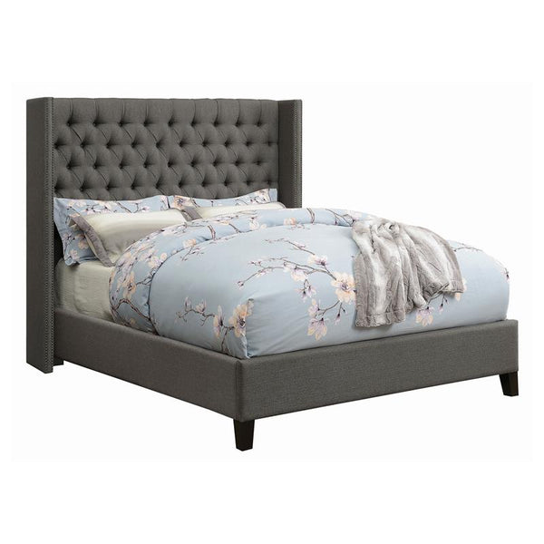 Bancroft Upholstered Eastern King Wingback Bed Grey - 301405KE