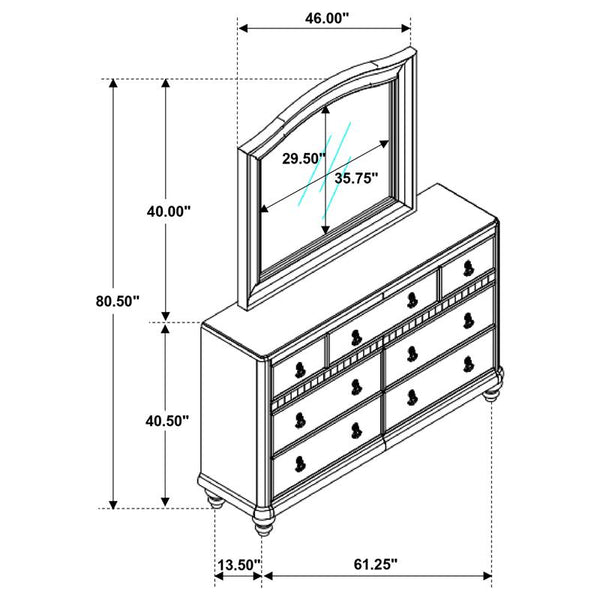 Bling Game 7-drawer Dresser with Mirror Metallic Platinum - 204183M