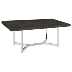 Benson Rectangular Trestle Base Dining Table Dark Oak and Chrome - 107121
