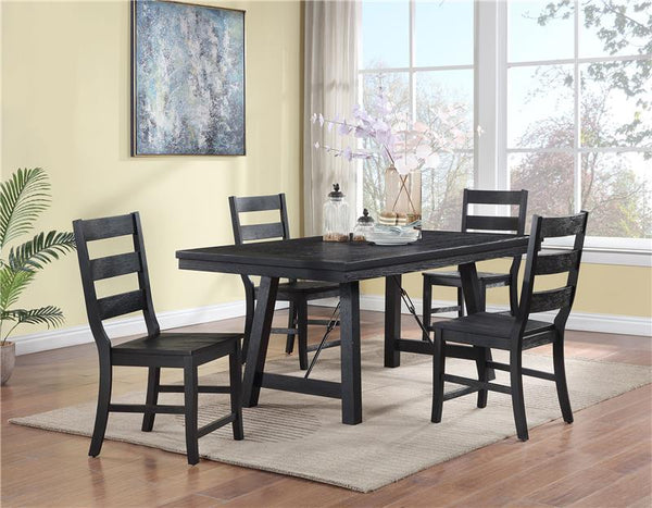 Newport 5-piece Rectangular Trestle Table Dining Set Black - 108141-S5