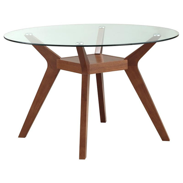 Paxton 48" Round Glass Top Dining Table Clear and Nutmeg - 122180BG