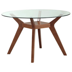 Paxton 48" Round Glass Top Dining Table Clear and Nutmeg - 122180BG