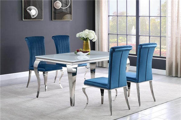 Carone 5-piece 61" Rectangular Dining Set Teal and Chrome - 115091-S5T