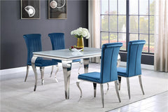 Carone 5-piece 61" Rectangular Dining Set Teal and Chrome - 115091-S5T